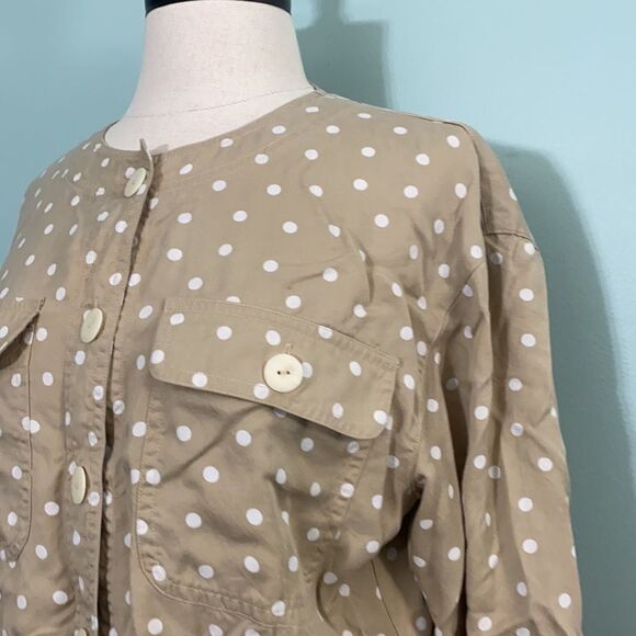 Vintage Liz Sport Polka Dot Cropped Button Front Top - Picture 2 of 4